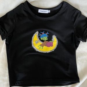 Y2K alien moon baby tee